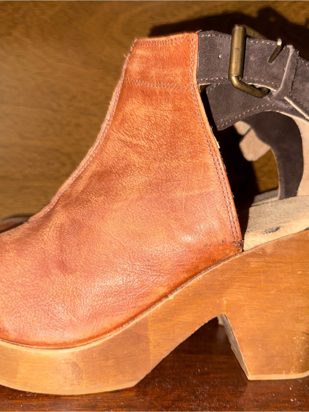 EUC-Free People Women’s Leather Platform Ankle Boots - Tan - Picture 3 of 7